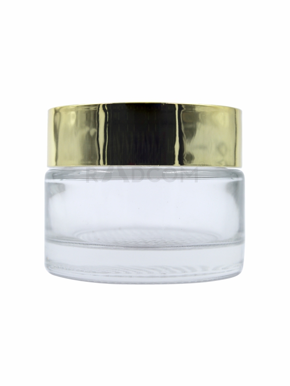 50Gm Plum Jar - Clear-With Plastic Gold Cap With Inner Lid